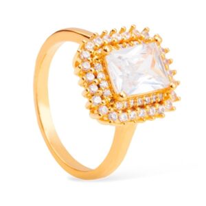 Anel Dourado Solitário com Zircônia Immersa