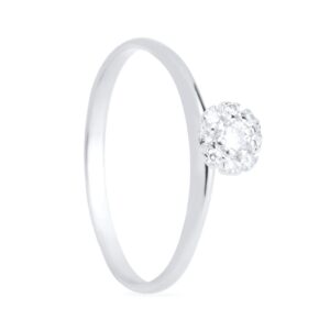 Anel Prateado com 9 Pedras de Zircônia Immersa